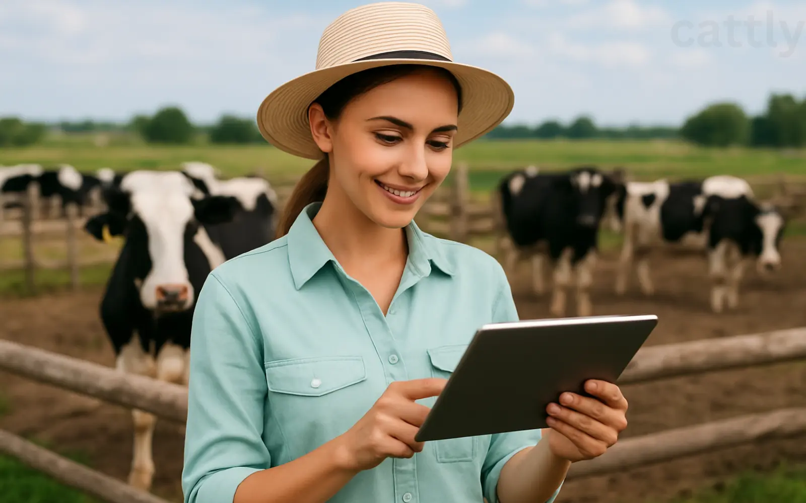 Feedlot operator tracking cattle performance in the field